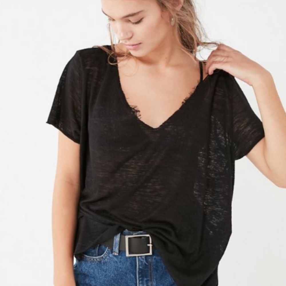 Project Social T Textured-Knit V-Neck Tee